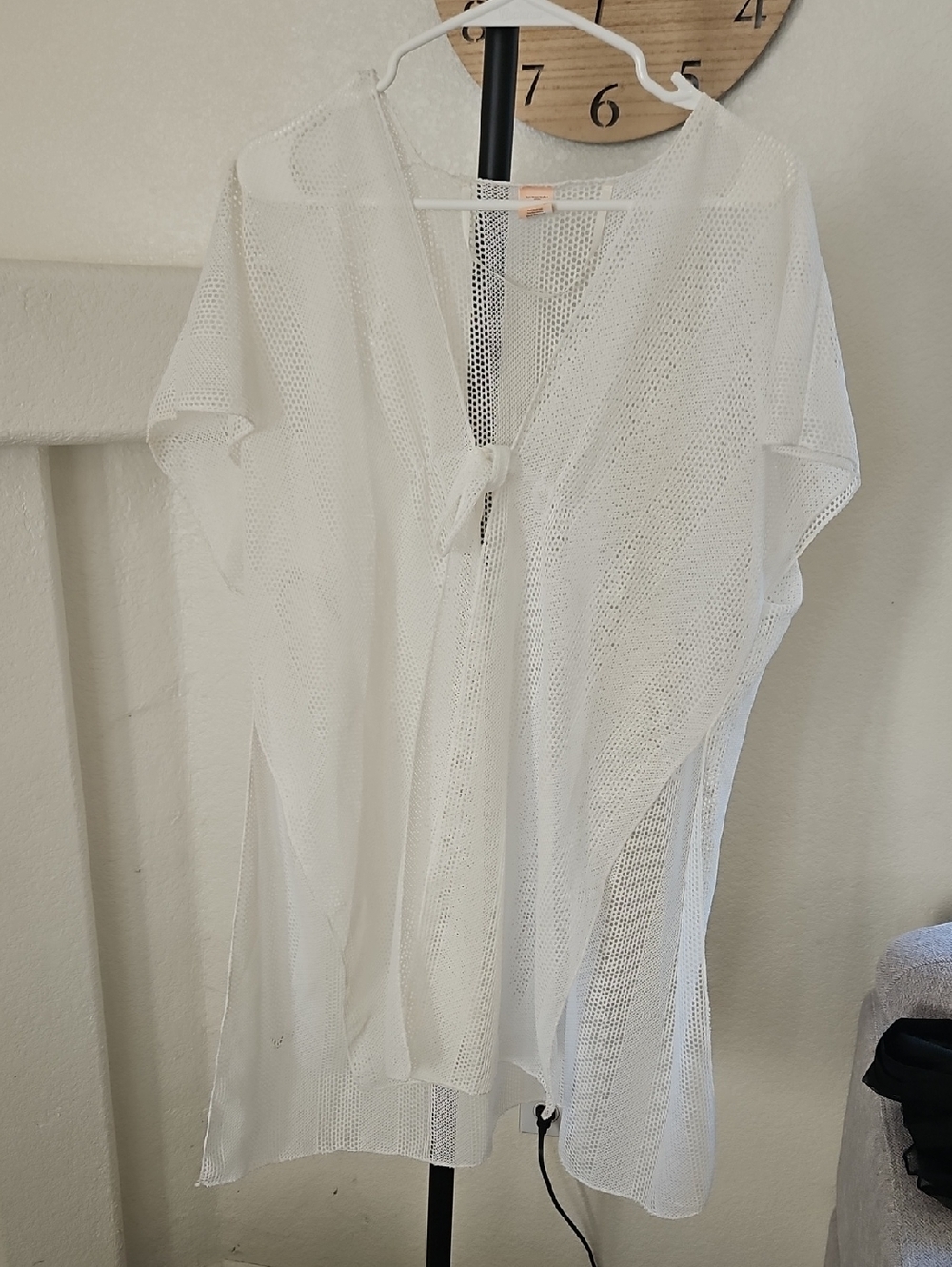Women’s White Mesh Swim Cover-Up